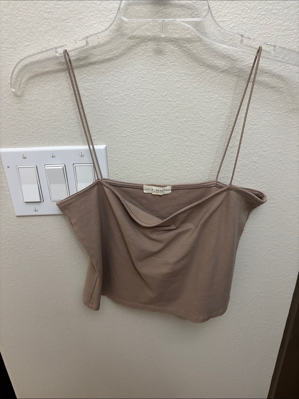 La Hearts Taupe Cropped Cowl Cami